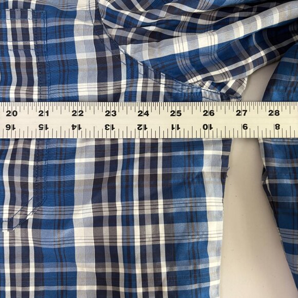 LL Bean Button Up Shirt Mens XL Blue Plaid Mesh Fishing Shirt Outdoors 509459 - Picture 10 of 12